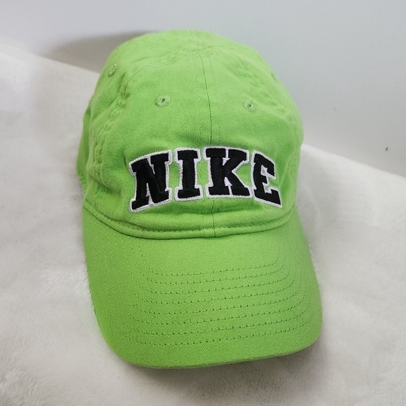 Nike Lime Green Black White Swoosh Just Do It Baseball Hat Cap Unisex Size 4-7 - Picture 3 of 11